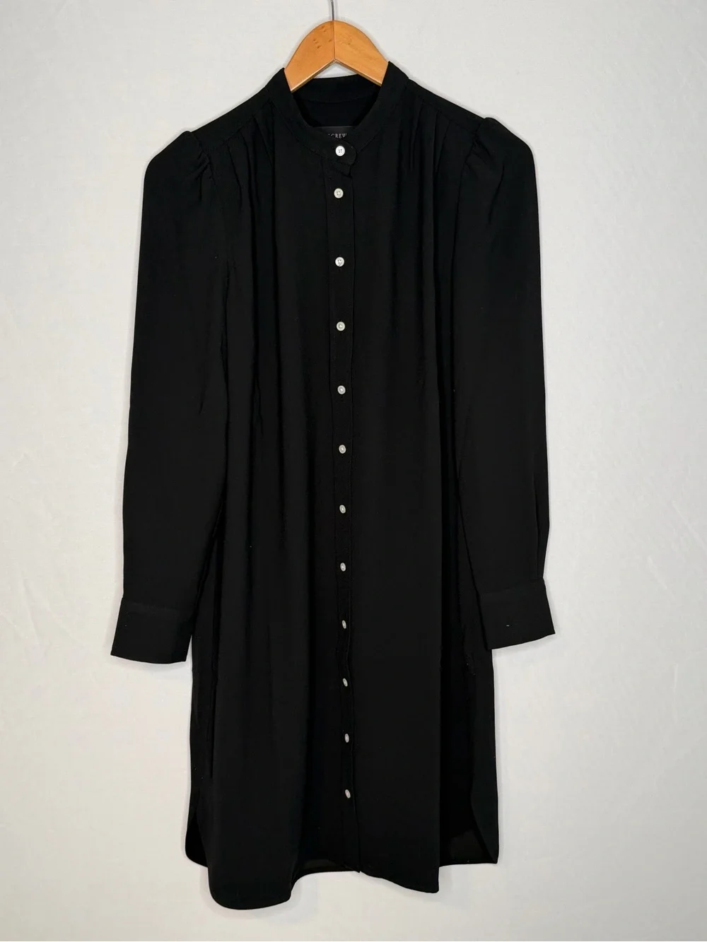 NWT! J. Crew Black Button-Front Midi Dress in 365 Crepe. Size 4.
